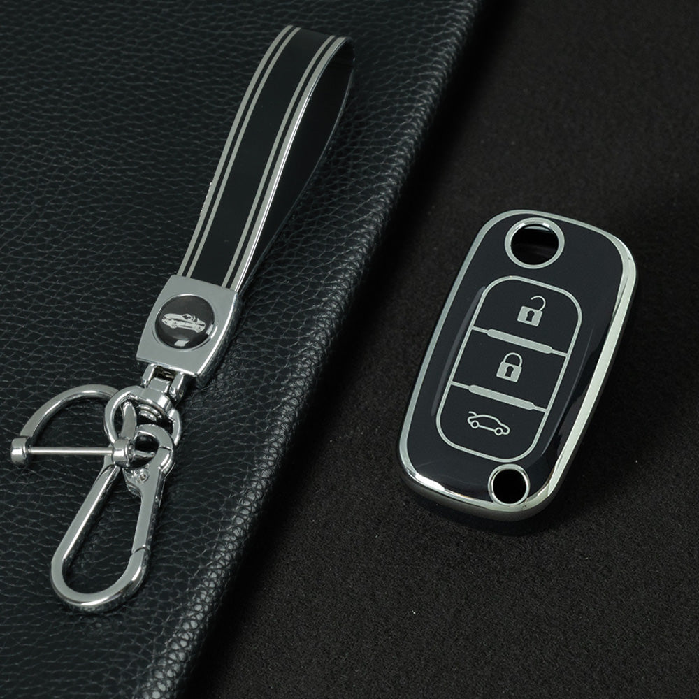 REI1T1 Black-Silver Plating Soft TPU Key Case Cover for Renault Fluence Clio Megane for Mercedes for LADA Vesta Granta XRay Kalina Priora Sedan Sport