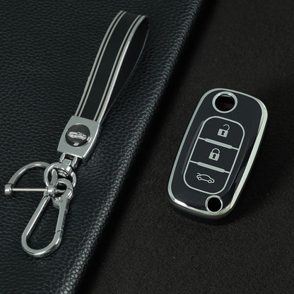 REI1T1 Black-Silver Plating Soft TPU Key Case Cover for Renault Fluence Clio Megane for Mercedes for LADA Vesta Granta XRay Kalina Priora Sedan Sport