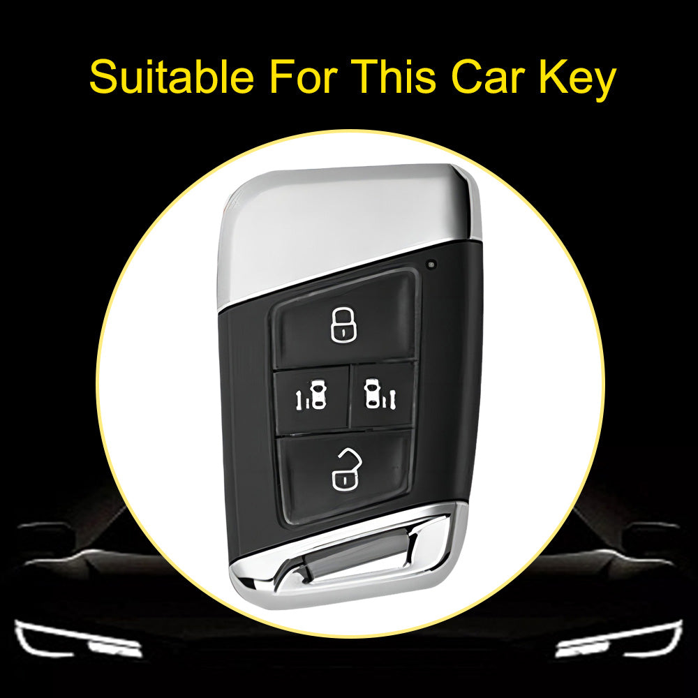 VOD3T1 White-Silver Plating TPU Car Key Case for VW Golf Tiguan Passat Lavida Jetta Bora Beetle Magotan Sagitar Santana Sharan