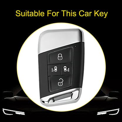 VOD3T1 White-Silver Plating TPU Car Key Case for VW Golf Tiguan Passat Lavida Jetta Bora Beetle Magotan Sagitar Santana Sharan