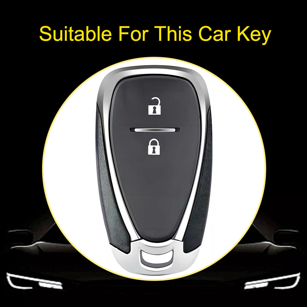 CEA7T1 Black-Silver Plating TPU Car Key Cover for Chevrolet Cruze Key Cover Chevy Camaro Cruze Malibu XL TRAX EQUINOX