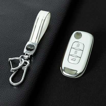 REB1T1 White-Silver Plating Car Key Cover For Renault 3-Button Flip Fob Key Shell Case Remote Cover for Clio Twingo Megane Scenic Laguna Espace Kangoo Safrane Cars