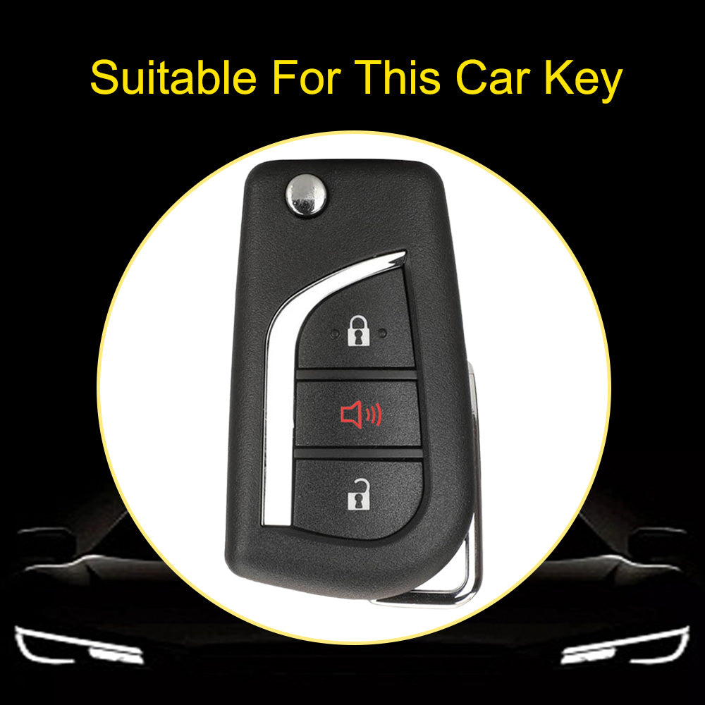 TOA4T1 Black-Silver Plating TPU Car Key Case Cover for Toyota Hilux Yaris RAV4 Corolla Avensis Aygo Verso Scion TC Auris