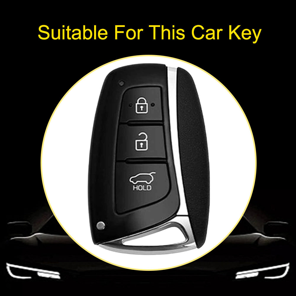 HYH1T1 White-Silver Plating 3 Buttons Car Key Case Cover for Hyundai Santa Fe Sport Ix45 Equus Centennial Genesis G80 Grandeur Azera 2013-2016