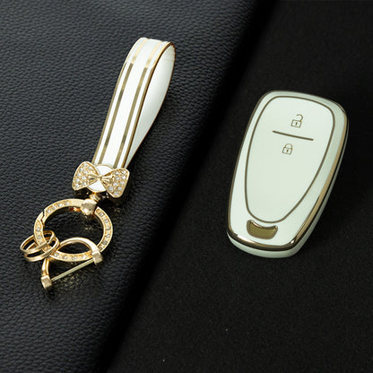 CEA7T1 White-Gold Plating TPU Car Key Cover for Chevrolet Cruze Key Cover Chevy Camaro Cruze Malibu XL TRAX EQUINOX