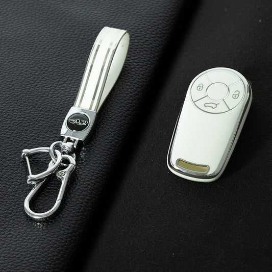 ORA1T1 White-Silver Plating TPU Car Key Case Cover for ORA Es11 Good Cat R1 R2 Baimao IQ5 EV