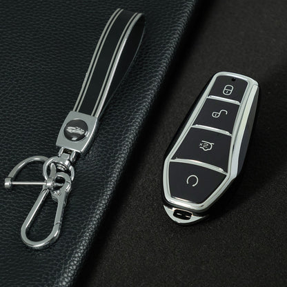 BYD1T1 Black-Silver Plating Car Key Cover For BYD E2/E3/Song PRO/Yuan Plus/Dolphin Remote Key FOB Cover Accessories