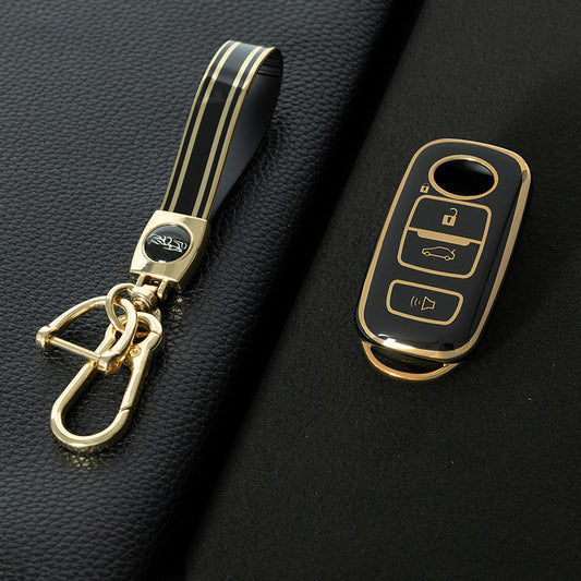 PEB3T1 Black-Gold Plating New Hot Sale Styling TPU Soft Car Remote Smart Car Key CASE for Perodua Myvi Ativa Key Cover TPU Car Key Cover