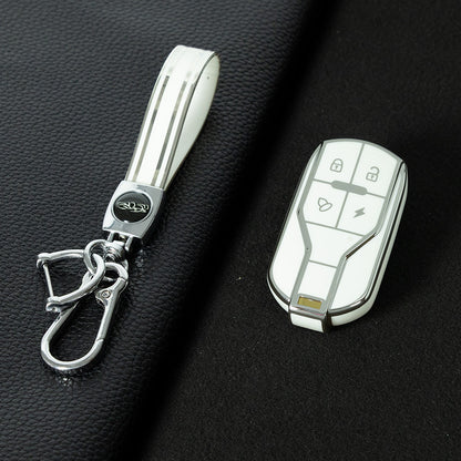 TLA1T1 White-Silver Plating Luxury TPU Key Protection Cover for TAILG Universal Electric Bike Keys