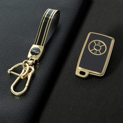TOO2T1 Black-Gold Plating TPU Car Key Case Cover For Toyota Vanguard Previa Estima Alphard Vellfire Voxy RAV4