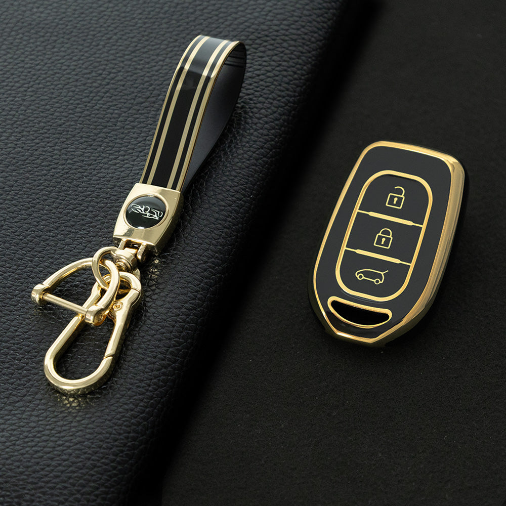 REC1T1 Black-Gold Plating 3button Soft TPU Car Remote Key Cover Case for Renault Kwid Traffic Symbol Dacia Sandero Logan Duster 2016 - 2018