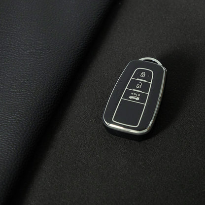 TOB1T1 Black-Silver Plating Car Key Cover For Toyota Rav4 Corolla CHR Verso Hilux Chaveiro Keyless Bag Car Accessories Key Cover TPU