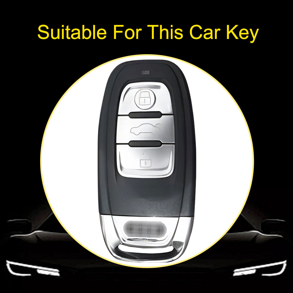 AUB1T1 White-Gold Plating Car Key Cover Silver Trim Full-Coverage TPU Key Cover for Audi A6L/A7/A8/A3/A5/Q5/S6 - Anti-Scratch Protective Case