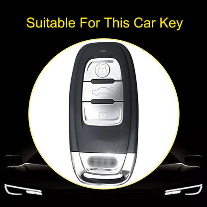 AUB1T1 White-Gold Plating Car Key Cover Silver Trim Full-Coverage TPU Key Cover for Audi A6L/A7/A8/A3/A5/Q5/S6 - Anti-Scratch Protective Case