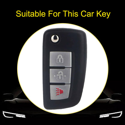 NIC3T1 Black-Metal Gray Plating TPU Car Key Case Cover for Nissan X-Trail Qashqai J11 Juke Murano Micra Tiida Maxima Altima Kicks