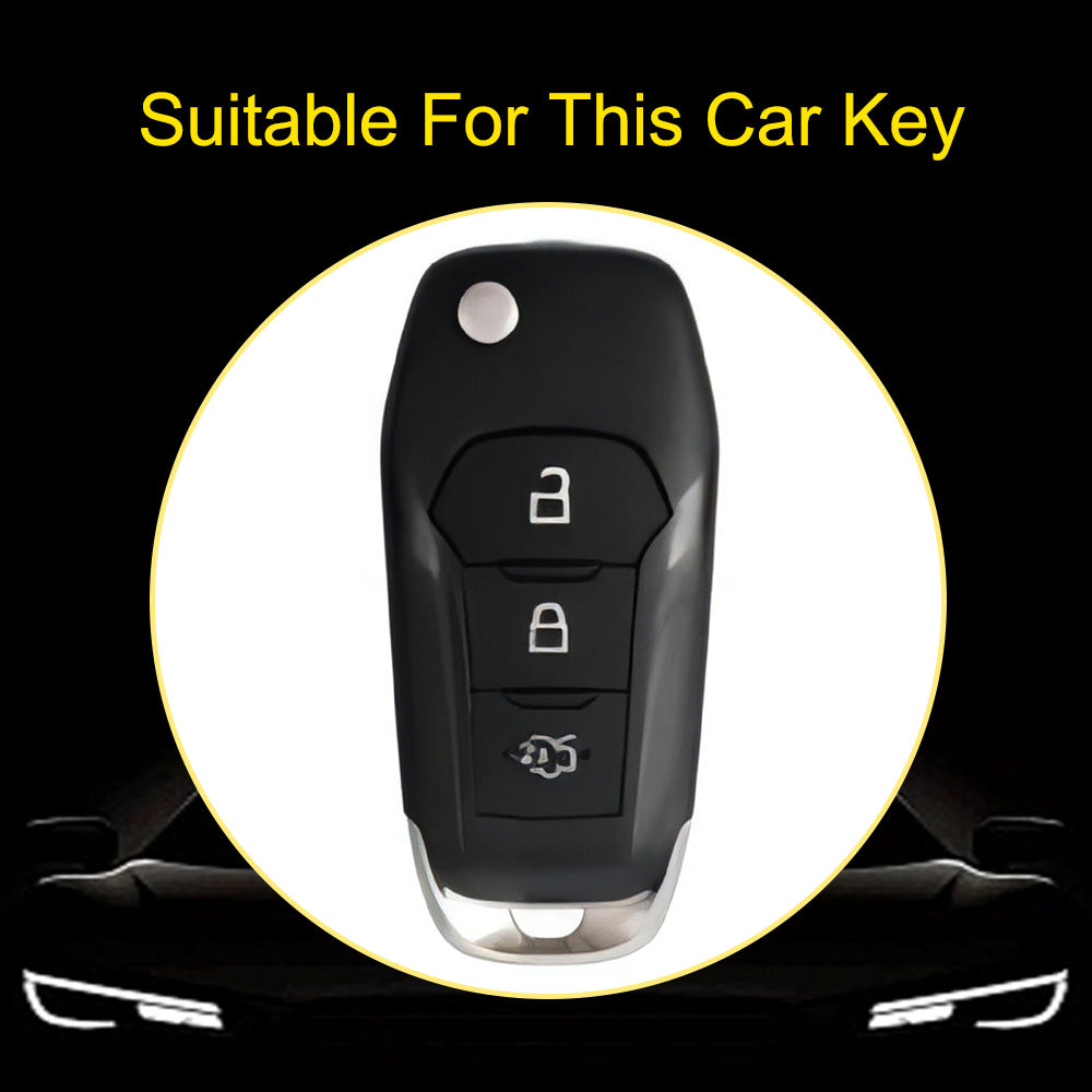 FOA1T1 Black-Silver Plating Car Key Cover Hot Sale TPU Car Key Case for Ford ESCORT Edge Taurus Ecosport Car Key Shell Cover