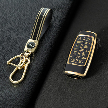 GNA4T1 Black-Gold Plating TPU Car Key Case Cover for Hyundai Genesis GV70 GV80 GV90 2020 2021 2022