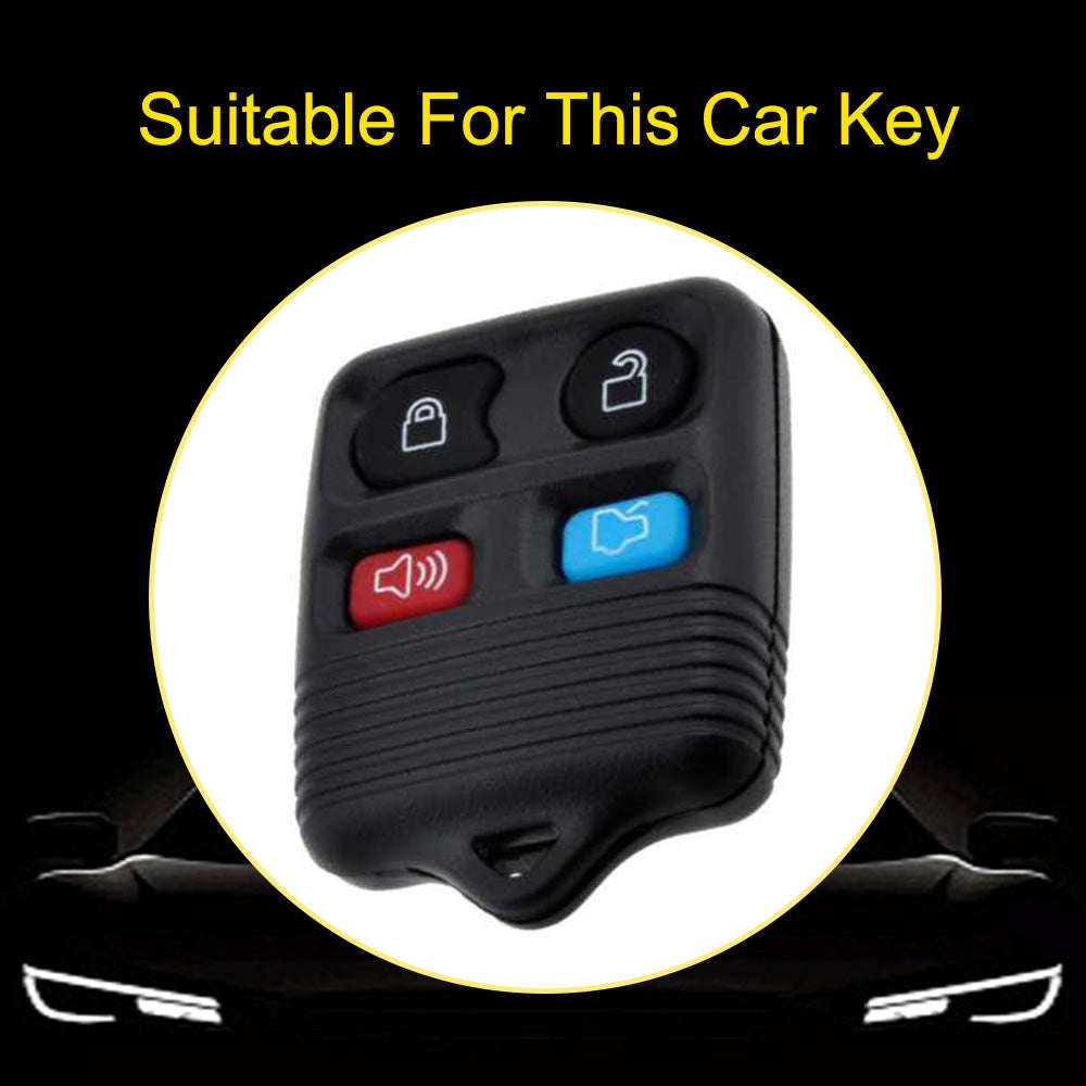 FOK1T1 Black-Silver Plating 4 Buttons Key Remote Protective Sleeve Cover for Ford Car Wireless Key Cover Case
