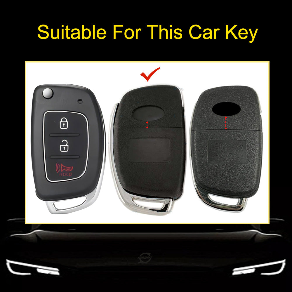 HYF4T1 Black-Silver Plating TPU Car Key Case Cover  for Hyundai Elantra Sonata Kia Forte Optima Spectra 3 Button Protector