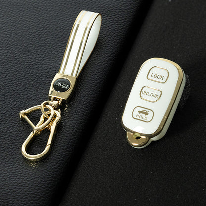 TOM3T1 White-Gold Plating TPU Car Key Case Cover for Toyota Camry Sequoia Levin Harrier