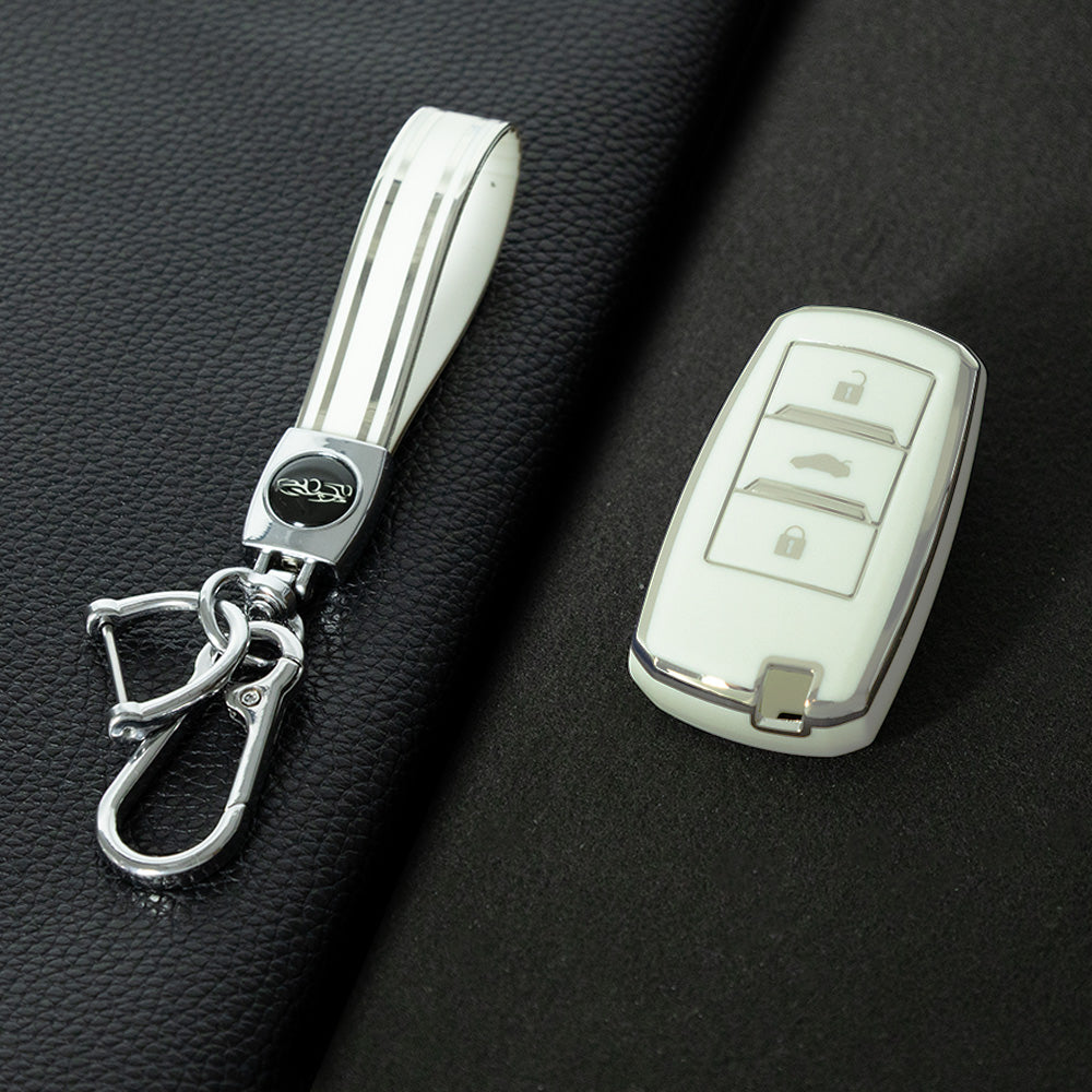 CHA1T1 White-Silver Plating Car Key Cover Premium Soft TPU Car Key Case Cover Shell for CHANGAN CS15 CS35 CS55 CS75 RAETON CC EADO LUMIN Key Rings Keychain Bag