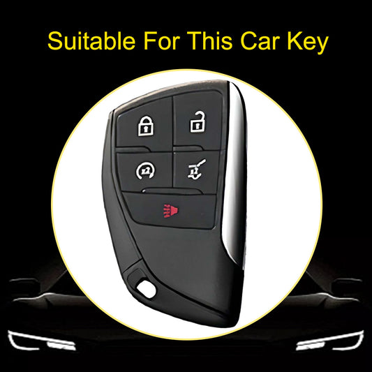 CEV3T1 Black-Silver Plating Car Key Cover Tpu Car Key Case Fob Cover Shell for Chevrolet Tahoe Suburban for GMC Yukon for Buick ENVISION S Plus Avenir 2020 2021 2022 2023