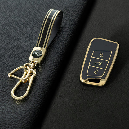 VOD1T1 Black-Gold Plating Car Key Cover For VW Polo Lavda Jetta Beetle Passat B5 B6 B7 Bora Santana Tiguan Car Key Cover