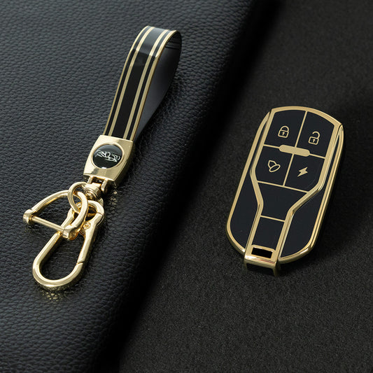 TLA1T1 Black-Gold Plating Luxury TPU Key Protection Cover for TAILG Universal Electric Bike Keys