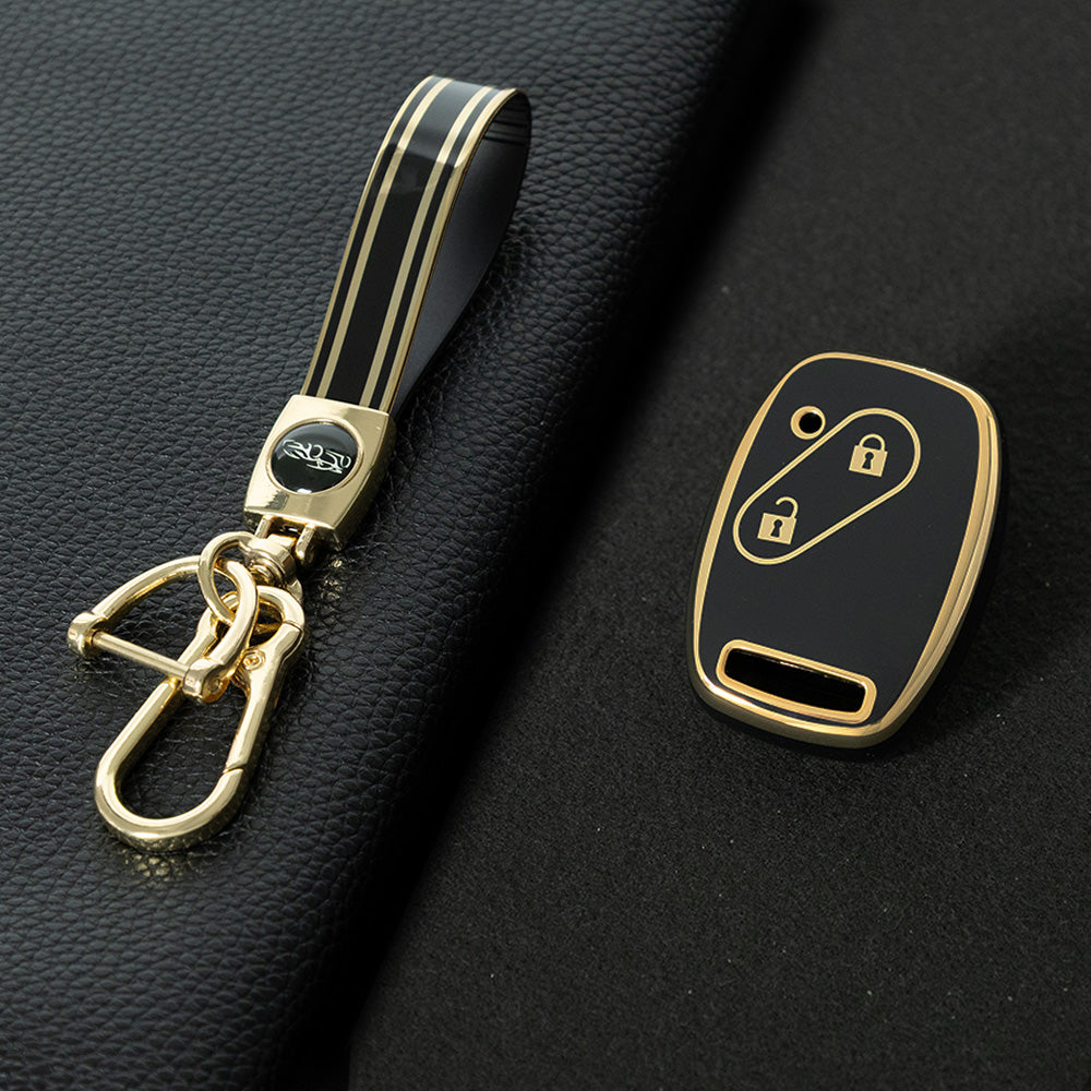 HON2T1 Black-Gold Plating 2Buttons Car Remote Key Case Cover Shell Fob for Honda Freed Freed Pilot StepWGN Insight Fit CIVIC JAZZ Pilot Accord CR-V