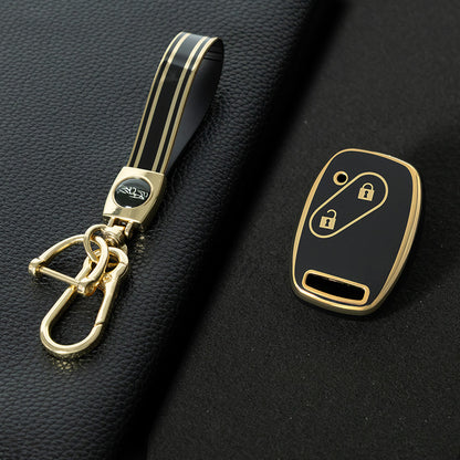 HON2T1 Black-Gold Plating 2Buttons Car Remote Key Case Cover Shell Fob for Honda Freed Freed Pilot StepWGN Insight Fit CIVIC JAZZ Pilot Accord CR-V