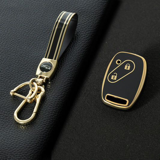 HON2T1 Black-Gold Plating 2Buttons Car Remote Key Case Cover Shell Fob for Honda Freed Freed Pilot StepWGN Insight Fit CIVIC JAZZ Pilot Accord CR-V