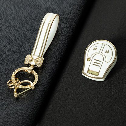 NIE2T1 White-Gold Plating TPU Car Key Cover for Nissan Sylphy MARCH TIIDA X-TRAIL Qashqai KICKS SUNNY