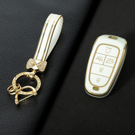 HYE3T1 White-Gold Plating TPU Car Key Case for Hyundai Fifth Generation Tucson Good Quality Multicolor Auto Accessories