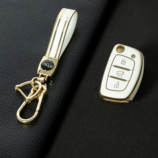 HYF1T1 White-Gold Plating For Hyundai 2024 Auto TPU China Wholesale Hyundia Tucson 2018 Car Key Cover for Car Keys