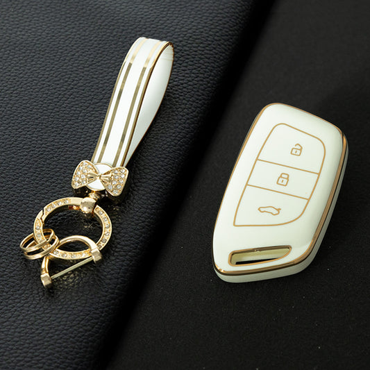 BAC1T1 White-Gold Plating TPU Car Accessories Key Cover for Baojun 530 510 730 360 560 RS5 630 E300 RC6 RS5 RC5W