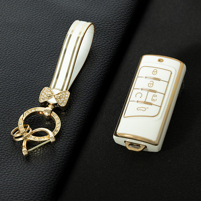 TRA1T1 White-Gold Plating New Soft TPU Car Remote Key Case Cover Holder for GAC Trumpchi GS4 GM8 GA3 GA6 SGS7 GA4 GS5 GS3 Legend GS8 Auto Accessories