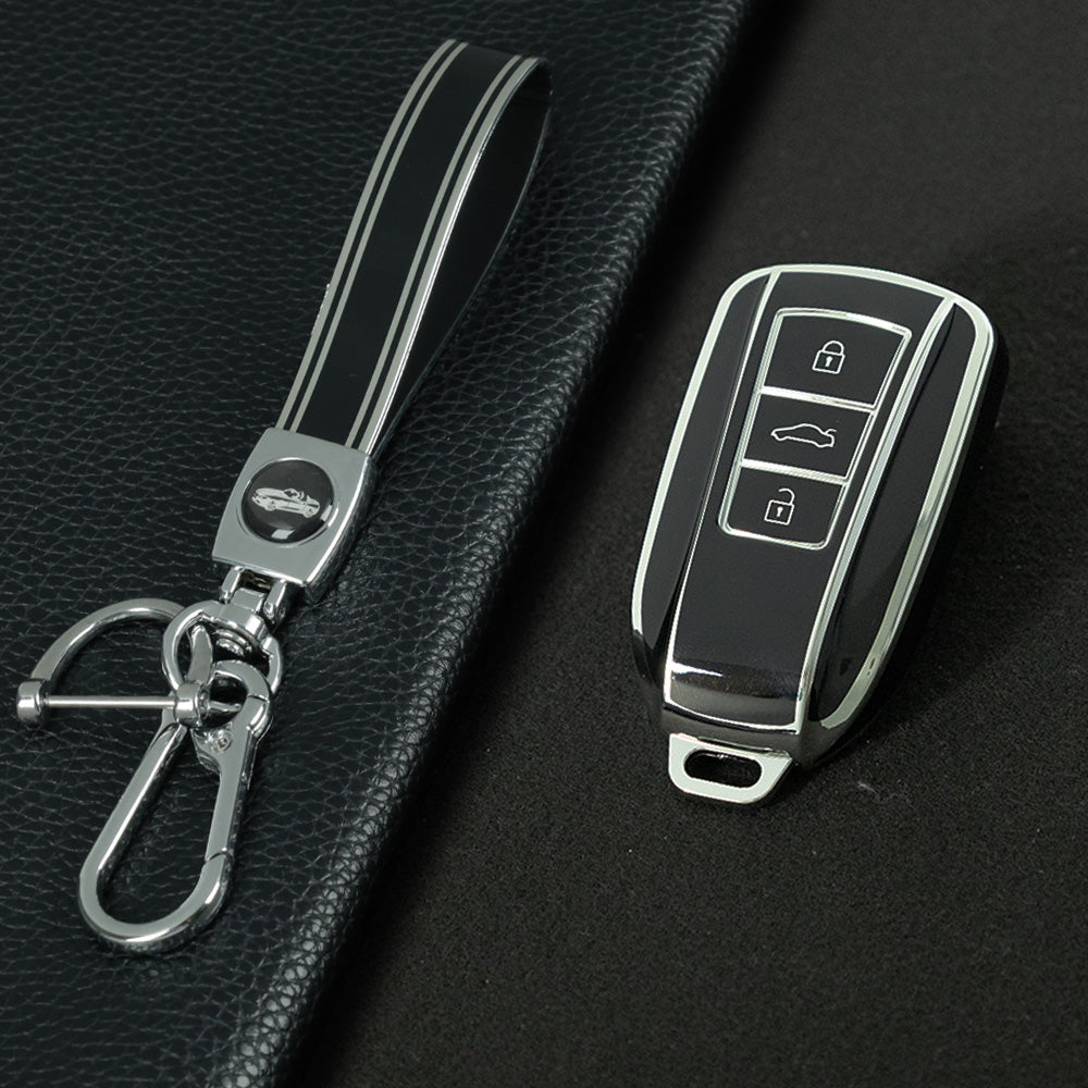 VED1T1 Black-Silver Plating TPU Car Key Case Cover Dongfeng Yixuan GS AX7 Pro New Design Waterproof Auto Accessory