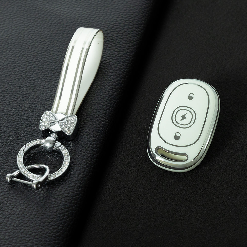 AAB2T1 White-Silver Plating Car Key Cover For Aima Luna Bubble Universal Electric Bicycle Car Key Accessories