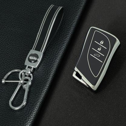 LEB1T1 Black-Silver Plating Fashion Soft TPU Car Remote Key Case Cover Shell Fob for Lexus ES UX200 UX250H ES300H ES350 US200 US260H LX570 Accessories