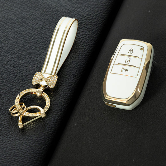 TOC5T1 White-Gold Plating TPU Car Key Case Cover For Toyota Yaris Rav4 Corola CHR Camry