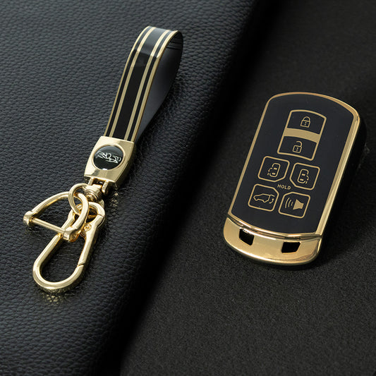 TOL1T1 Black-Gold Plating TPU Car Key Cover Case for Toyota Avalon camry COROLLA RAV4 Grand Highlander