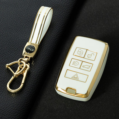 LAB1T1 White-Gold Plating New Tpu Car Key Case Remote Control Protector Cover for Land Rover Range Rover Sport Evoque Velar Discovery 5 2018 2019 2020