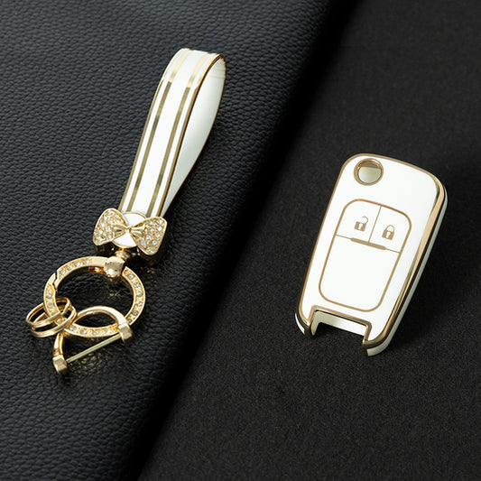 CED4T1 White-Gold Plating Car Key Cover TPU Key Cover for Chevrolet Cruze Aveo Trax Sail Malibu for Opel Vauxhall Astra Corsa Meriva Insignia Key case