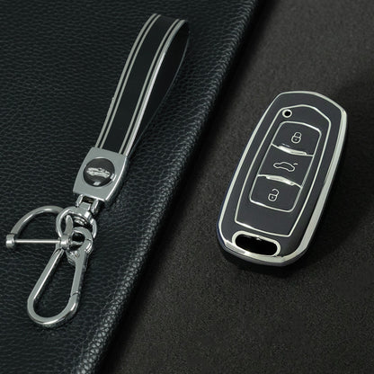 GEA1T1 Black-Silver Plating Car Key Cover For Geely Auto GL New Emgrand GS Car Key Pack S1 Boyue X3 Yuanjing X6 Borui Binrui Buckle Shell keychain