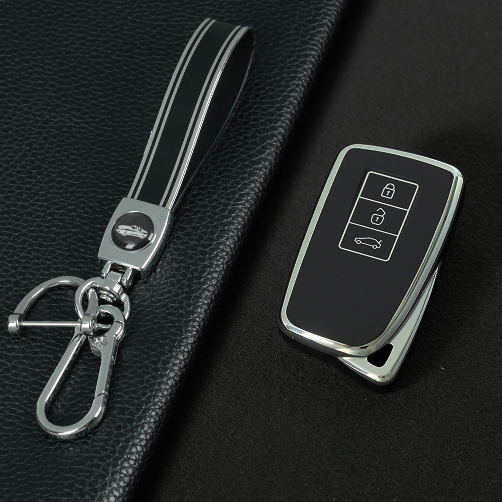 LEA1T1 Black-Silver Plating Silver Edge Lightweight Protective Case Premium Soft TPU for Lexus ES200 ES350 LC500 LS500 UX200 ES300h GX460 RX350h NX450