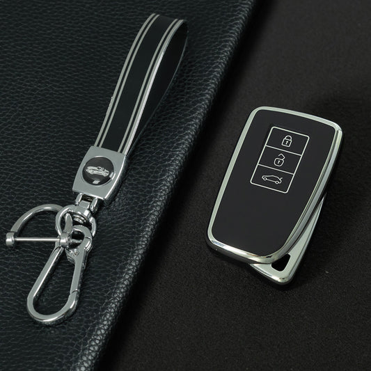 LEA1T1 Black-Silver Plating Silver Edge Lightweight Protective Case Premium Soft TPU for Lexus ES200 ES350 LC500 LS500 UX200 ES300h GX460 RX350h NX450