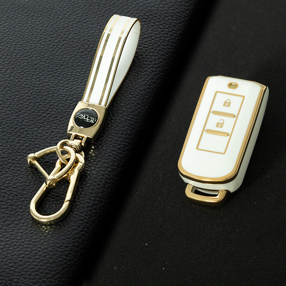 MIA2T1 White-Gold Plating TPU Car Key  Cover for Mitsubishi Outlander/ASX/Lancer/Eclipse Cross/Pajero