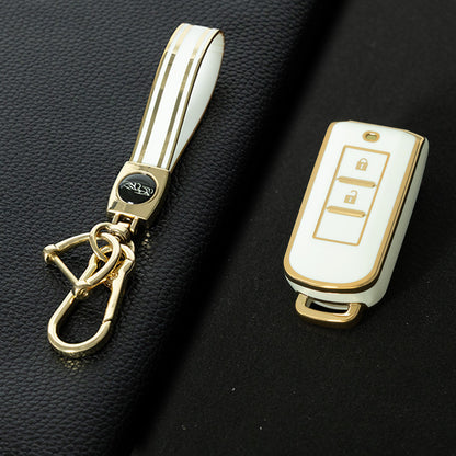 MIA2T1 White-Gold Plating TPU Car Key  Cover for Mitsubishi Outlander/ASX/Lancer/Eclipse Cross/Pajero