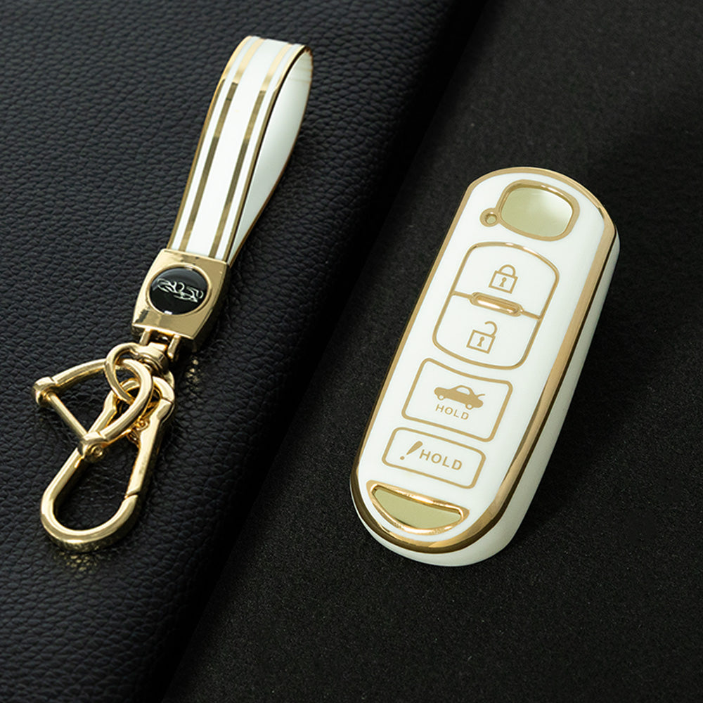 MAB3T1 White-Gold Plating Advanced Soft TPU Remote Smart Car Key Fob Cover for Mazda 3 Mazda 6 CX-3 CX-5 CX-7 CX-9 MX-5 Car Key Accessories