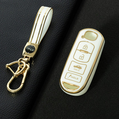 MAB3T1 White-Gold Plating Advanced Soft TPU Remote Smart Car Key Fob Cover for Mazda 3 Mazda 6 CX-3 CX-5 CX-7 CX-9 MX-5 Car Key Accessories